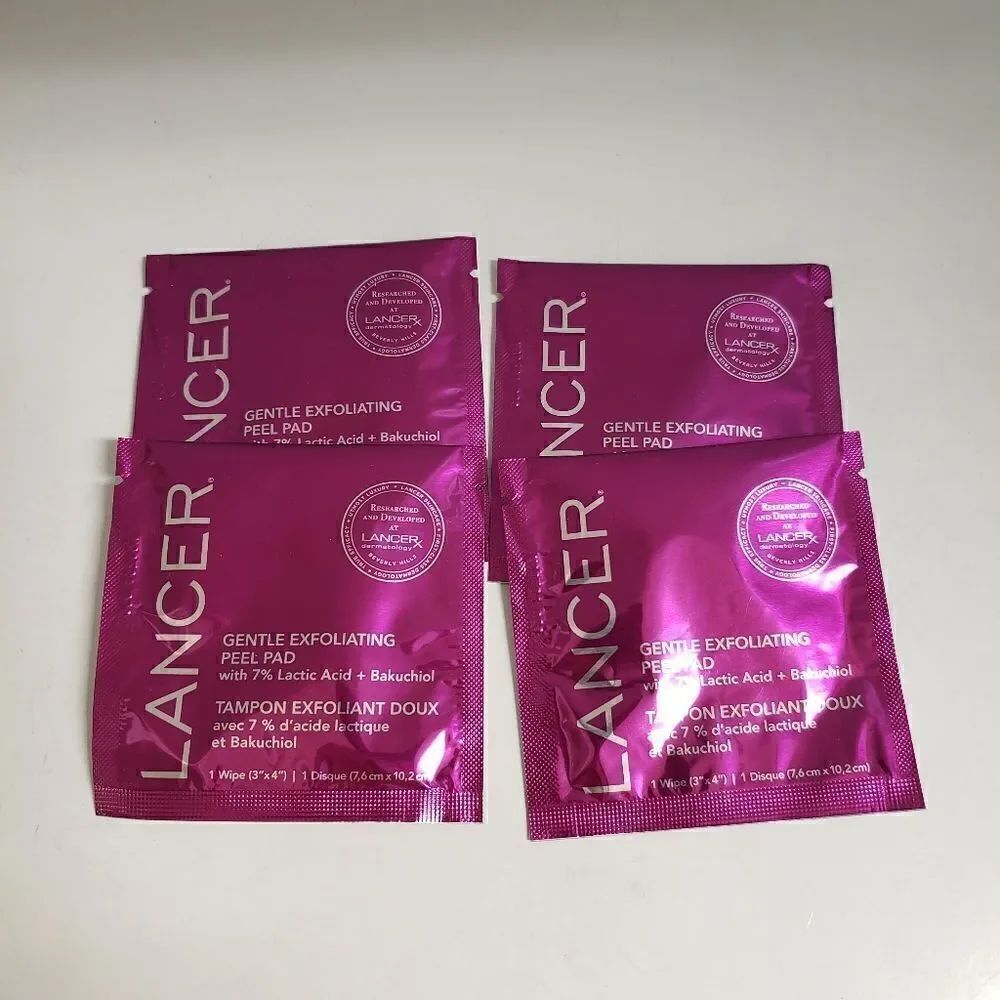 Lancer Gentle Exfoliating Peel Pad Set of 4 Individually Wrapped Wipes